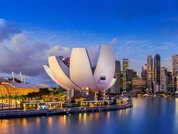 Panoramic,Of,Singapore,Cityscape,Before,Sunrise.