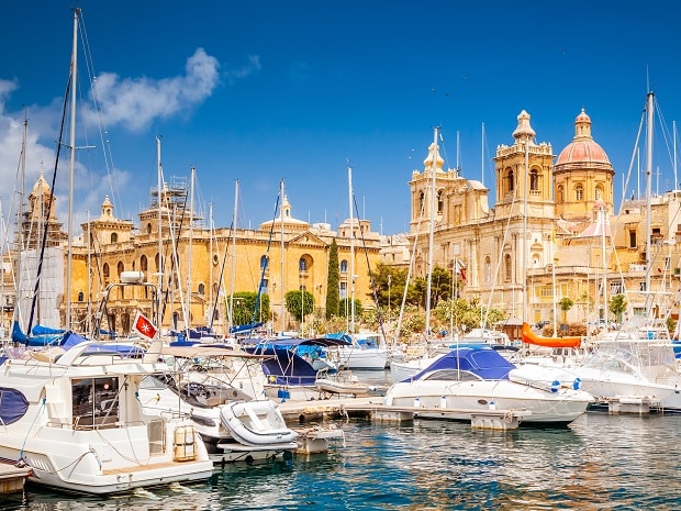 Spectacular,View,Of,The,Moored,Sailing,Yachts,In,Seaport,Vittoriosa